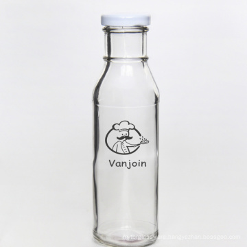 Vanjoin Custom Logo Ring Neck Glass Sauce Round Bottle Kombucha bottle 12oz With Screw Cap
